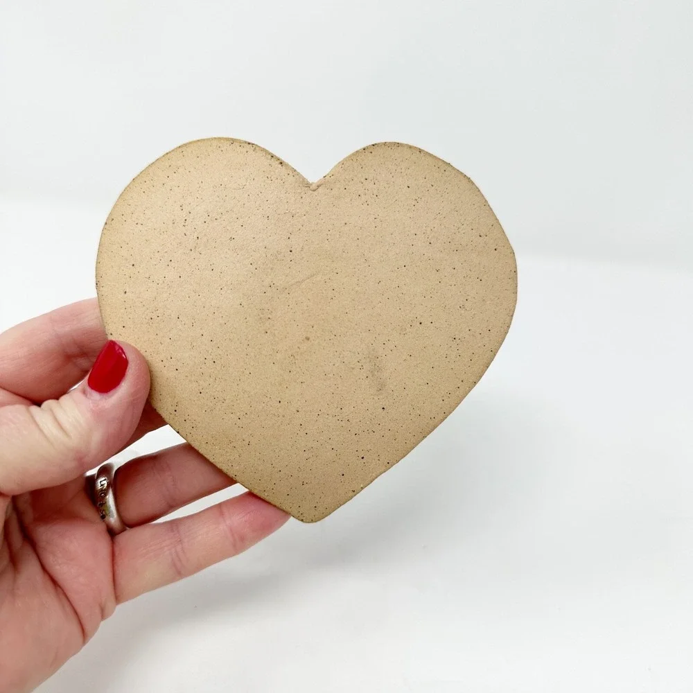 Mr & Mrs Ceramic Pottery Heart Shaped Ring‎ Dish Handmade